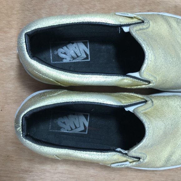 VANS Slip-On Women Size 9.5 Gold Canvas Skate Shoe - Picture 8 of 9